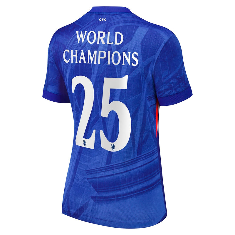 Chelsea Cup Home Stadium Womens  Shirt 2025-26 -With World Champions 25 chest badge